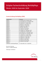 Zeitplan Fachweiterbildung Notfallpflege